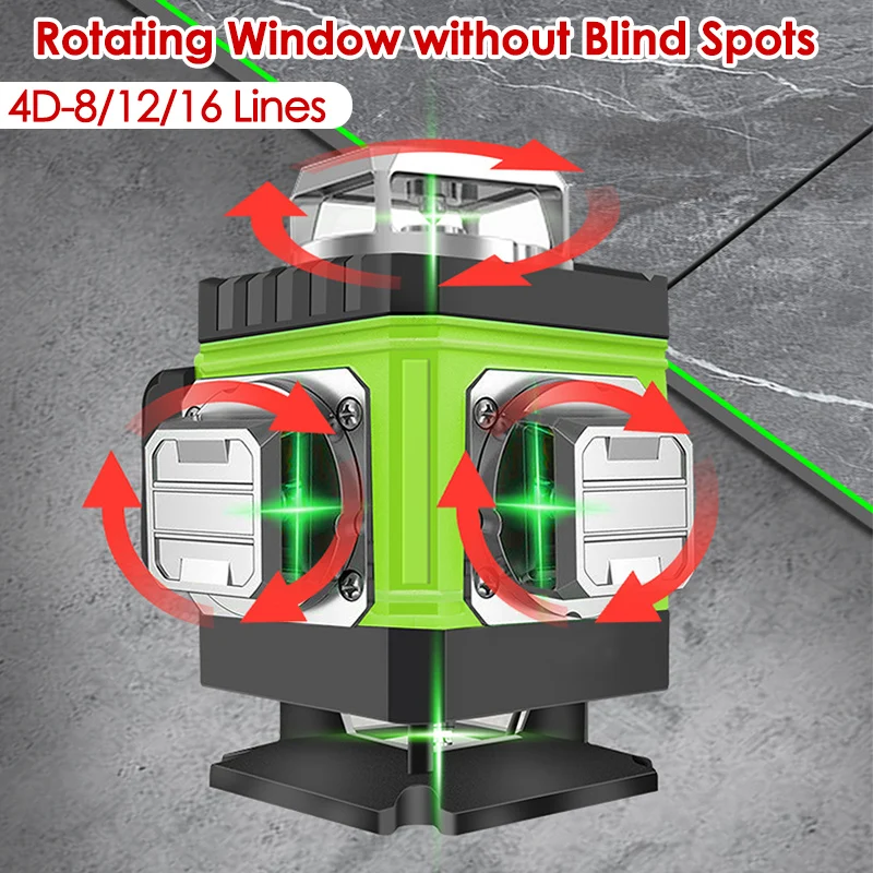 Industrial Laser Level - 8/12/16 linii poziom lasera 4D zielona